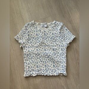 Hollister Blue and White Crop Top
